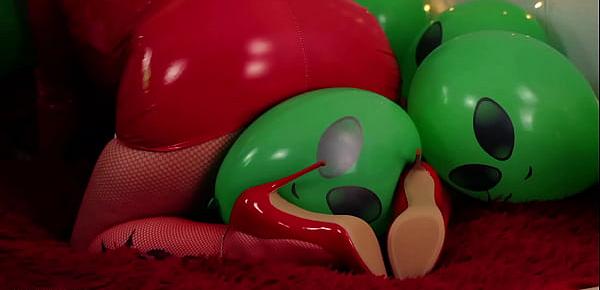 Hot kinky video with horny MILF with big shiny ass inflatable rubber air balloons